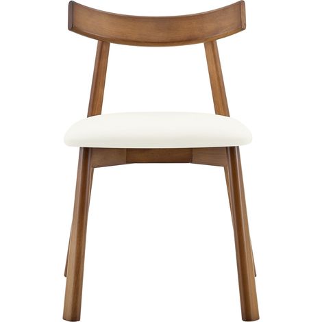 Set 2 sedie da pranzo in legno con seduta imbottita bianca e schienale ergonomico (1/5)