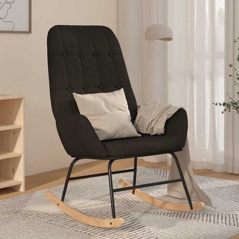 Chaise à bascule Fauteuil berçant - Chaise de salon Noir Tissu BV887666 - BonneVie (1/5)