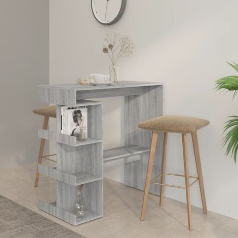 Table de bar et étagère de rangement Sonoma gris 100x50x101,5cm CFW41354 (1/5)