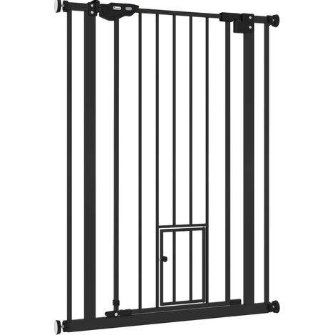 CHICFURN Cancelletto di sicurezza per cani 104 cm in acciaio nero, doppia chiusura (1/5)