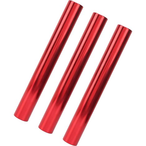 Set aus 3 Staffelstangen aus Aluminiumlegierung für Laufwettbewerbe, ideale Ausrüstung für Outdoor-Laufteams und Schülerstaffeln (rot). (1/4)