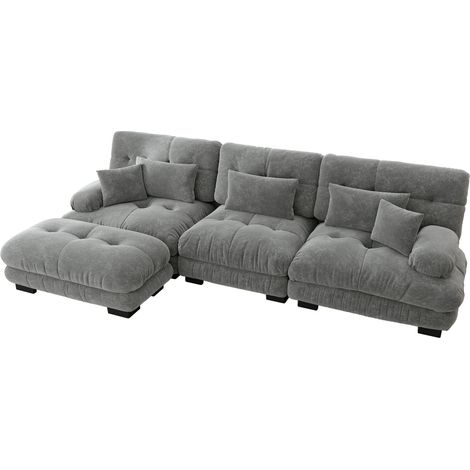 Canapé Luxueux Module Coin Sofa Modulaire Chenille Gris 313.00x145.00x81.00 ZIPSOFA (1/5)