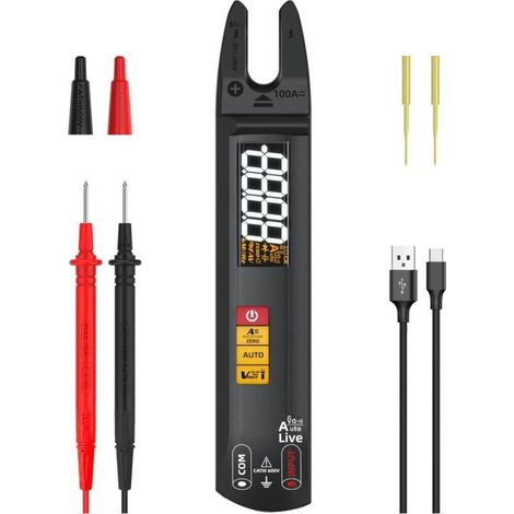 BSIDE U0 Multimètre Numérique Pince Ampèremétrique Ouverte Entièrement Automatique pour AC DC Courant Tension Résistance et Continuité Mini Détecteur de Tension Rechargeable avec Sondes prolongées (1/4)