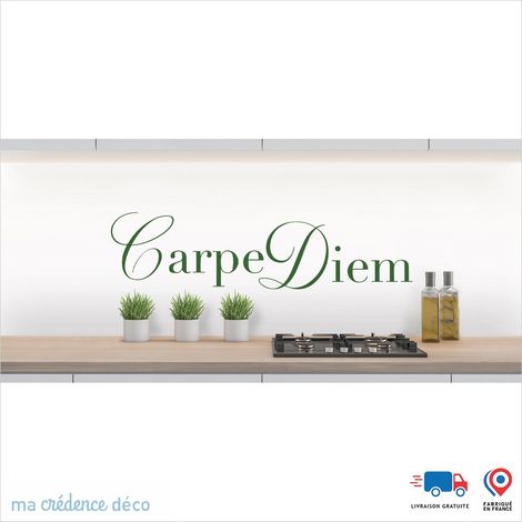 Crédence : CARPE DIEM - Couleur Vert émeraude - Alu composite - 60 - 120 (1/3)