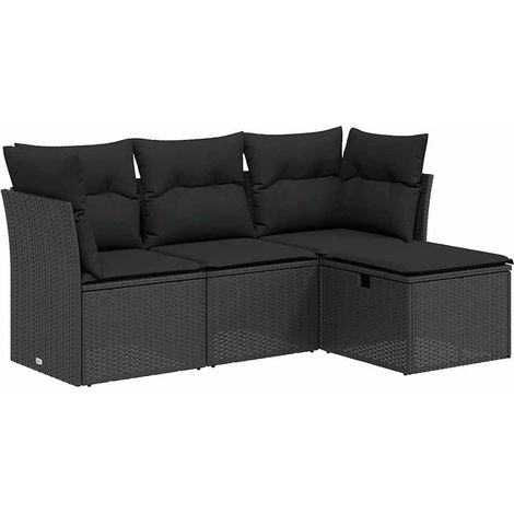Maison Exclusive - Set Divani da Giardino 4 pz con Cuscini Nero in Polyrattan