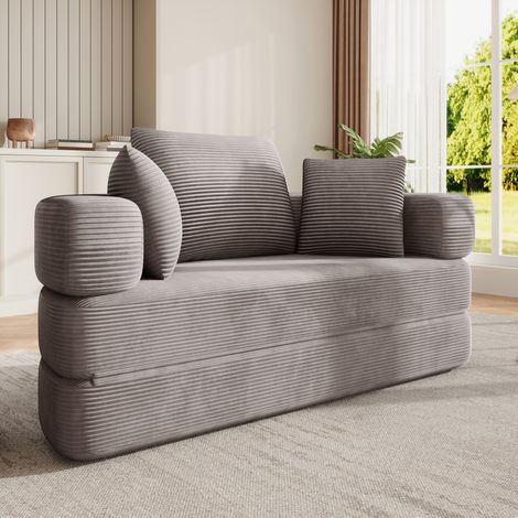 Canapé-lit pliant multifonctionnel autoportant – Lit ovale 173 x 176 cm avec coussins, canapé modulable en velours côtelé, idéal salon/appartement/chambre (1/4)