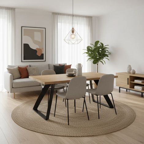 Timber, Tavolo fisso con top Impiallacciato Rovere naturale (90cm X 160cm H. 76cm) Made in Italy  Duzzle (1/5)