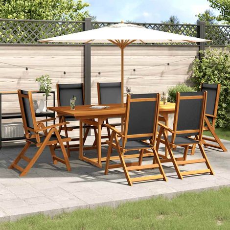 Ensemble à Manger de jardin 7 pcs-Salon de jardin bois d'acacia solide textilène 210319 (1/5)