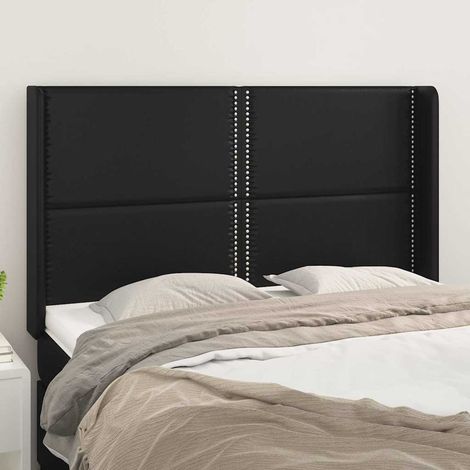 vidaXL Tête de lit avec oreilles Noir 147x16x118/128 cm Similicuir (1/5)