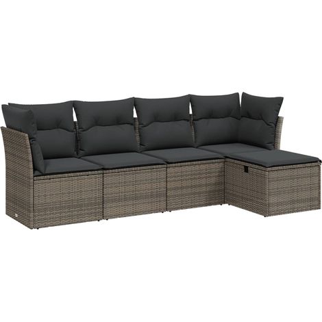 Maison Exclusive - 5-tlg. Garten-Sofagarnitur mit Kissen Grau Pol