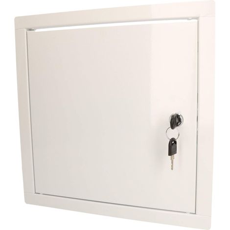 KOTARBAU® Trappe de Visite - Acier Galvanisé - 30x30 cm - Blanc - Porte de Révision pour Cloison Sèche - avec Serrure Et 2 Clés - Trappe D'Accès - Intérieure Extérieure - Finition Poudre