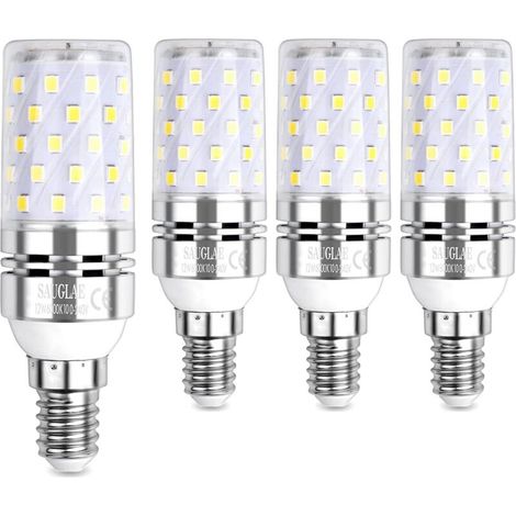 Ampoule LED en forme de maïs 12 W, équivalent à 100 W, ampoules à incandescence, E14, blanc froid 6 000 K, 1 200 lm, lot de 4