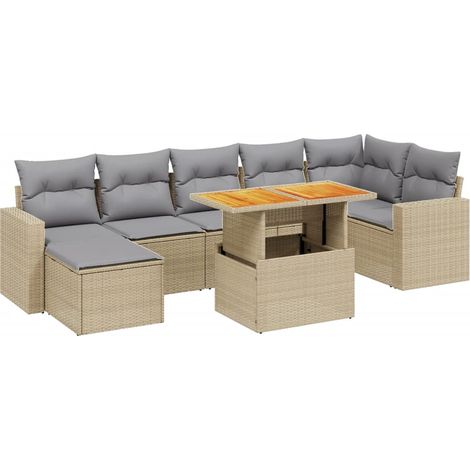 Maison Exclusive - Juego de sofás de jardín con cojines beige 8 p (1/4)