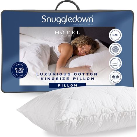Snuggledown Hotel Luxury Cotton Quilted Kingsize Pillow, Firm, 1 Pack