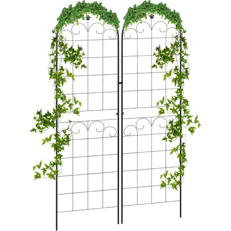 Metal Trellis Set of 2, Garden Trellis Climbing Plants Support Frames, Floral Design (1/5)
