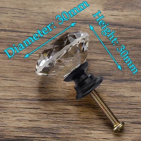 (Ensemble de 4 pièces) Boutons en cristal en forme de diamant, poignées de meubles, quincaillerie