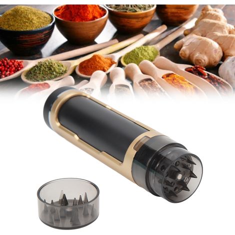 [Moulin à Herbes] - Moulin à Tabac Manuel Plastique Portable Double Tube - Broyeur et Dispenser de Spices Rapide Doré (1/5)