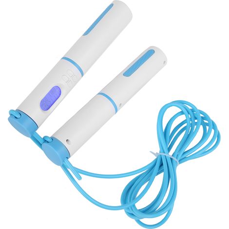 Corde à sauter intelligente sans fil, minuterie électronique multifonctionnelle avec compteur de calories, corde à sauter de fitness d'extérieur avec batterie, livrée avec poignées bleues et blanches (1/5)