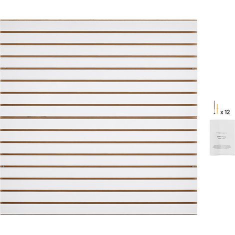 Mophorn-Lamellenwandverkleidung, 4 x 4 Fuß MDF-Garagen-Lamellenwand, modulares Design, weißes verstellbares Panel mit Kupplungsstruktur für Lagerung und Präsentation