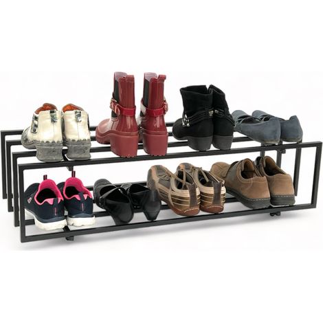 DanDiBo Schuhregal Metall Schwarz 2 Ebenen 96549 Schuhablage Schuhständer Modern Stabil Massiv Schuhschrank Ablage (1/5)