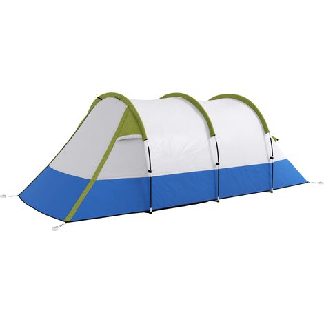 Tente de camping 3 personnes imperméable crochet lampe trois entrées verte