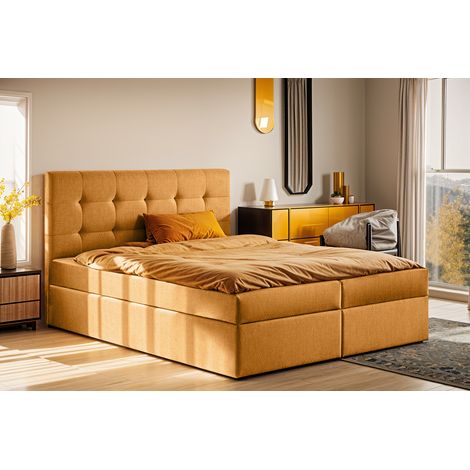 Boxspringbett mit matratze und bettkasten, Schlafbett LUDANO stoff Soro 120x200 cm Orange (1/5)