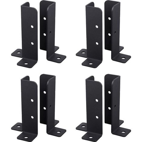 Lot de 8 supports de base réglables en bois pour poteau de clôture de 1,5 x 1,5, 2 x 2, 2 x 4, 4 x 4, base de support robuste pour poteau de clôture ou de boîte aux lettres (1/5)