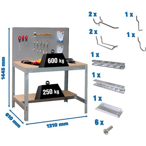 Simonrack Établi sans vis gris durable et fonctionnel