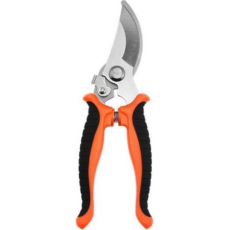 Orange, 2-piece set, bypass pruner with swivel handle, for fresh branches and twigs, non-stick coating, stainless steel blade, length: 24 cm, (1/2)