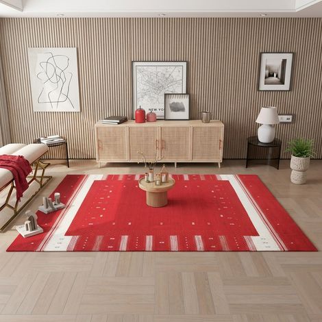 Tapis Loribaft tissé Tapis Aurora Flair - Tapis en laine  - 250x200cm, Rectangular - 100% Laine vierge - Tissé main - Rouge