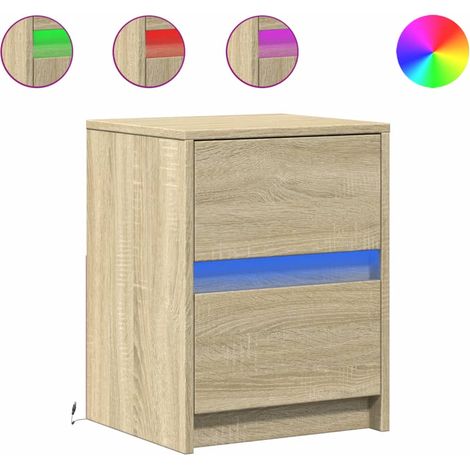 Maison Exclusive - Nachttisch mit LED-Leuchten Sonoma Eiche Holzw