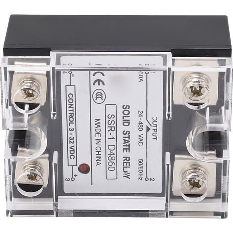 Relais statique SSR 60A, entrée 3-32V DC, sortie 24-480V AC, module de commande pour automatisme domestique (1/5)