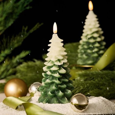 Bougie parfumée conique en forme de sapin de Noël - idéale pour les cheminées et les tables à manger - Lot de 2, 5 x 9,5 cm (1/5)