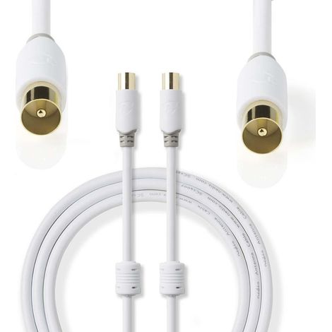 Nedis Cavo coassiale Antenna TV Mascio Maschio Contatti placcati oro 24k 75 Ohm Doppio schermo 5 metri