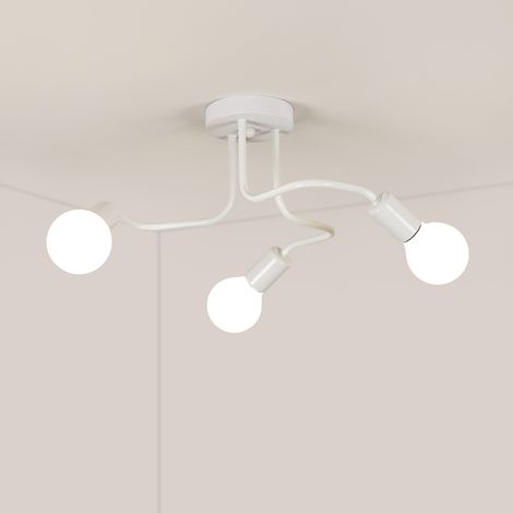 COMELY Suspension Vintage Industriel E27 3 Lumières, Plafonnier Blanc en Fer, Idéal pour Chambre, Salon, Cuisine, Forme DIY, Diamètre 42cm (Sans Ampoule) (1/5)
