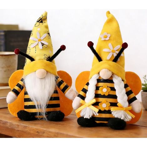 Lot de 2 décorations de printemps en forme d'abeille, lutin irlandais, figurines, décoration de ferme, accessoires pour la maison et la cuisine (1/4)