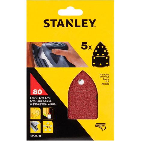 STANLEY STA31715-XJ - Fogli triangolari velcrati grana 80 per levigatrice