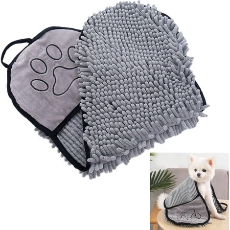 Serviette pour Chien Super Absorbante - 1 Pièce, Gris, Extra de Bain en Lingette Microfibre, Animaux Compagnie Chiens, Chats et Autres Petits Essuie, Dog Wrap Towel