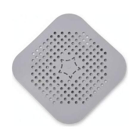 Scarico a pavimento quadrato in silicone grigio – JINFGERNE – Filtro anti-capelli con le tazze di aspirazione – Filtro filtro per doccia, vasca da bagno e lavandino (1/5)