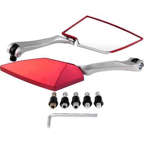 Qiilu Paire retroviseur Chrome Moto 1 Paire de rétroviseur latéral Universel pour Moto Moto rétroviseur latéral Rouge X9h602. (1/5)