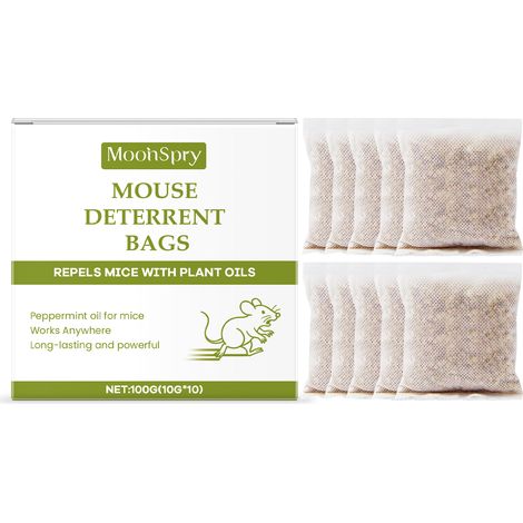 MoonSpry - Kit anti-souris : répulsif domestique à l'huile de menthe, à base d'huiles essentielles végétales, pour éloigner les rongeurs à l'intérieur (1/5)