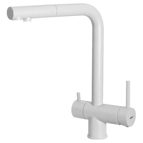Elleci Miscelatore Filtrante Tre Vie Monocomando Cucina Tourmaline Plus Pure Canna Girevole 360° Doccetta Estraibile Keratek White 96 Bianco MKKTOP96