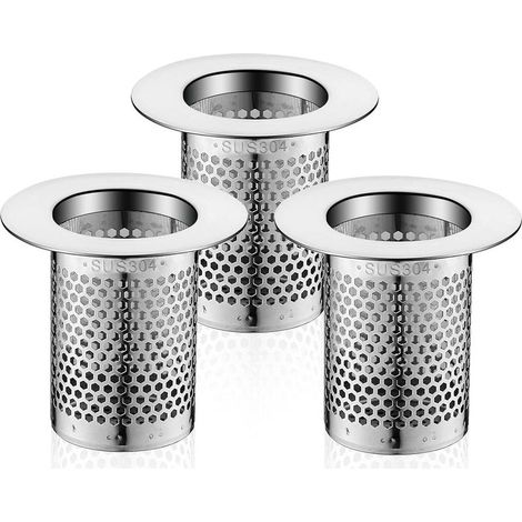 Filtre a Cheveux Douche, 3 Pièces Inoxydable Filtre Lavabo Salle de Bain, 5,5 × 5cm Bouchon Lavabo Filtre pour Balcon, Cuisines Filtre de Siphon de Sol Salle (1/5)