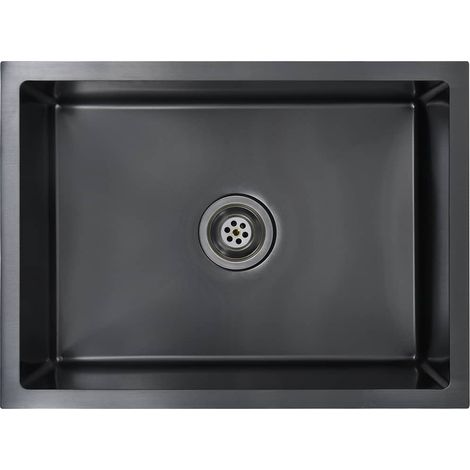 Maison Exclusive - Lavello da Cucina Lavorato a Mano Nero in Acciaio Inox
