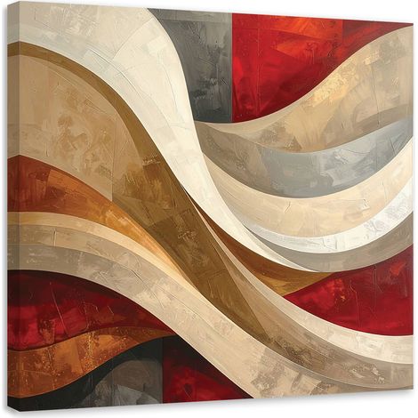 Stampe su Tela, Astrattismo linee texture beige rosso, 20x20 (1/5)