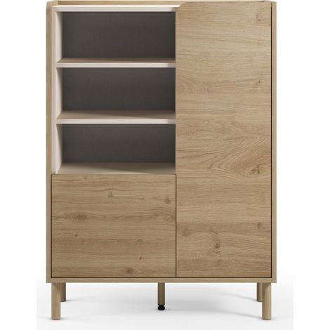 ISADORA - Commode 2 tiroirs 90 cm en mélamine - Chêne clair