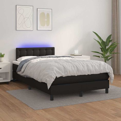 vidaXL Sommier à lattes de lit avec matelas et LED Noir 120x200cm (1/5)