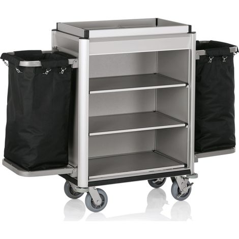 Chariot de chambre 155 x 55 x 116 cm 2 sacs à linge chants clairs aspect alu ISABELLA - Was Germany (1/2)