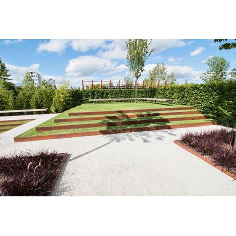 Bordura recta de Acero Corten / 100 cm / 20 cm / Redondeado (1/5)