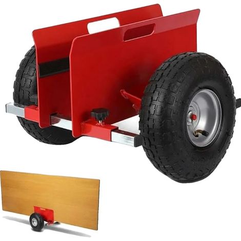 Chariot à panneaux, pince réglable, pneus tout-terrain, rouge (1/2)